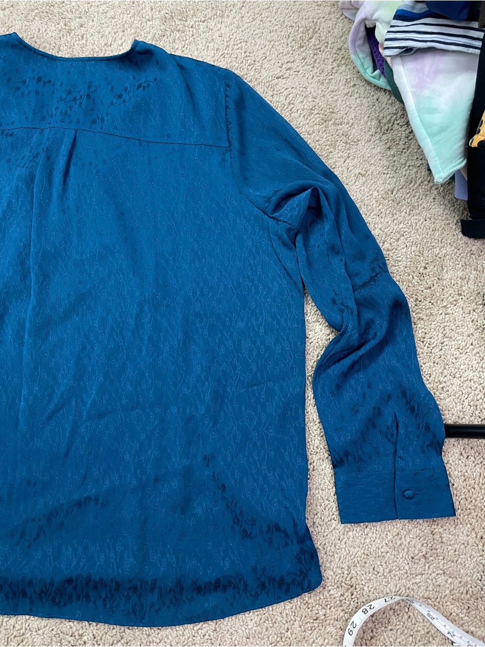 NYDJ Teal Ruffle Split-Sleeve Blouse - Picture 15 of 16